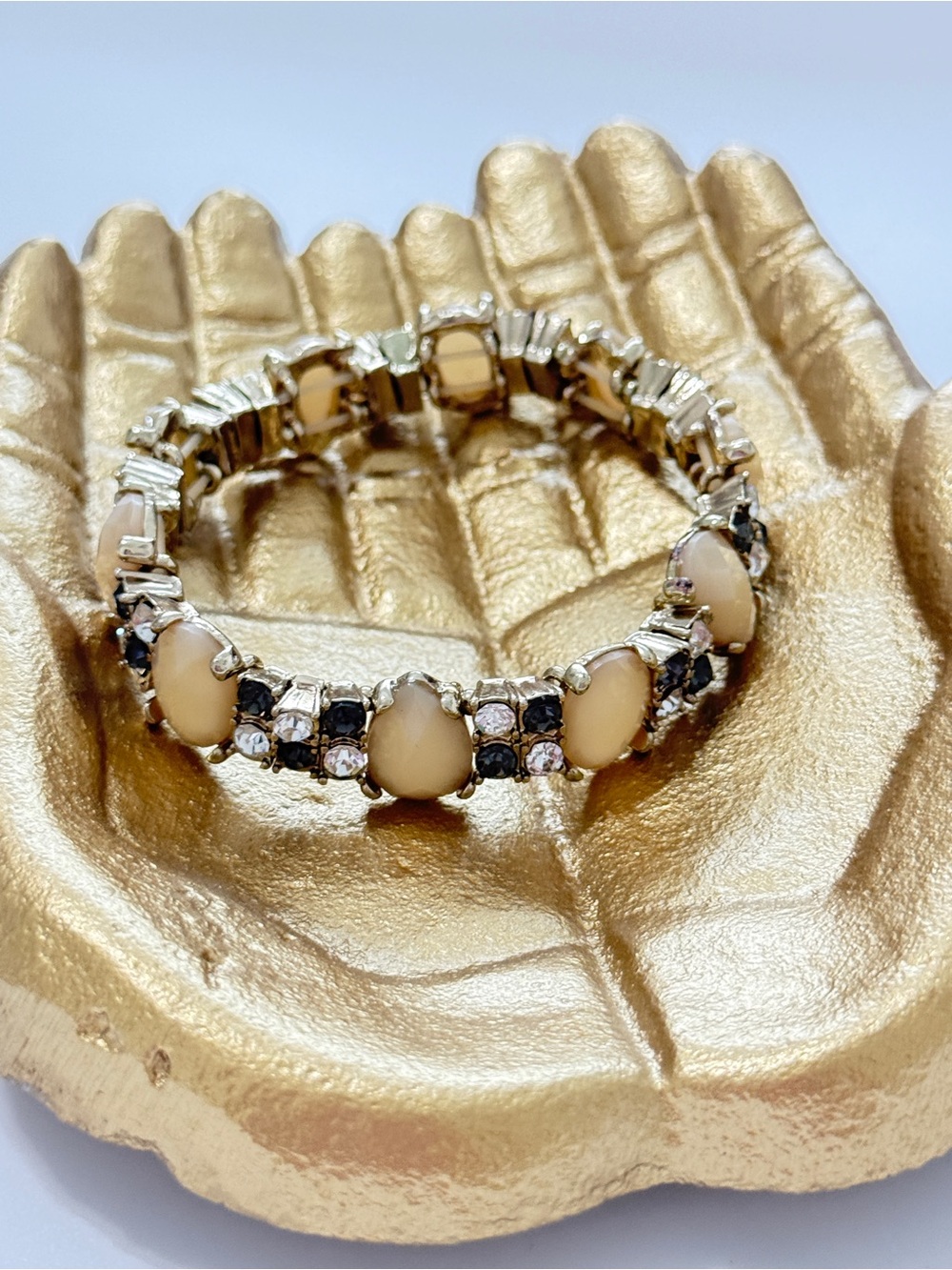 Gold, Rhinestone, Stretch Bracelet, New